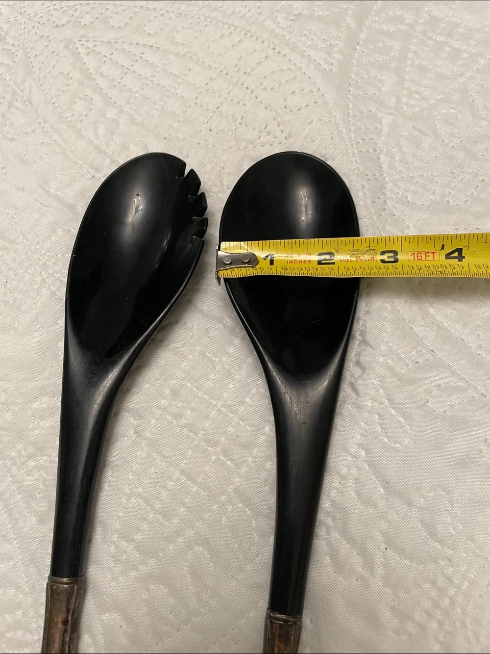 Vintage MCM Salad Servers Serving Utensils Kitchen Gadgets Silver Plated Handles